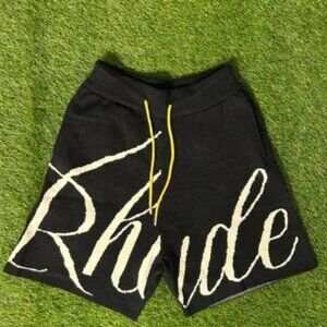 Black and Cream Rhude Knitted Cashmere Shorts